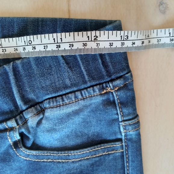 Distressed Mid-Rise Pull-On Denim (Washed Indigo) - Picture 11 of 12